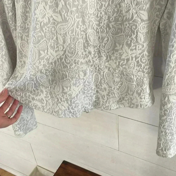 Anthropologie Saturday Sunday Neutral Moto Jacket Sz S Lace Boho Minimalist Chic - Picture 10 of 14